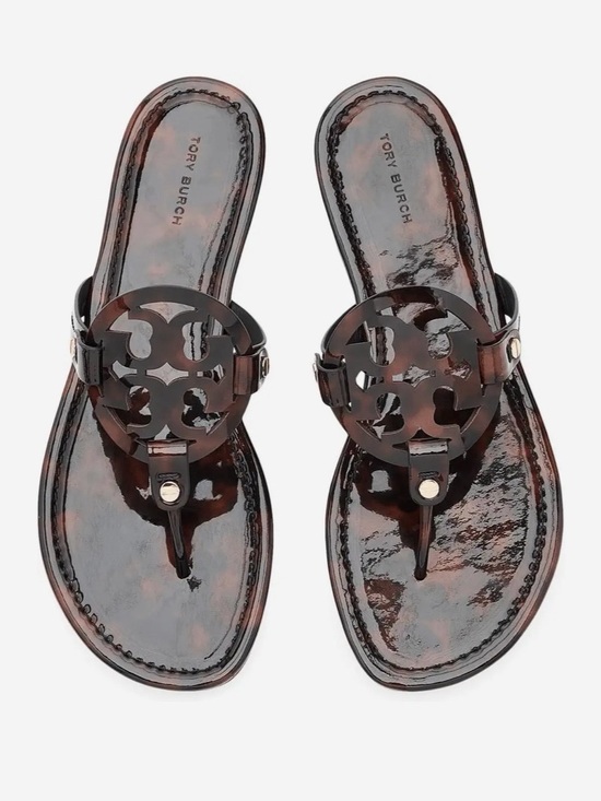 Tory Burch Shoes - Tory Burch Black Patent Miller Logo Thong Sandal NWT size 10